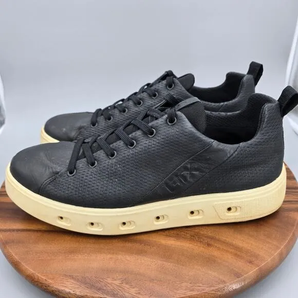 Ecco Street 720 Shoes Men's 11 45 Black Leather GTX Vented Casual Sneakers