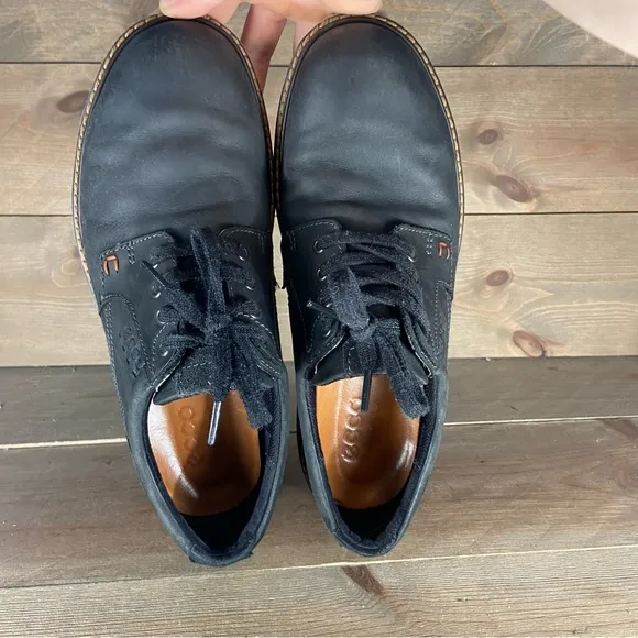 Ecco turn Mens size 43 shoes black leather waterproof oxfords