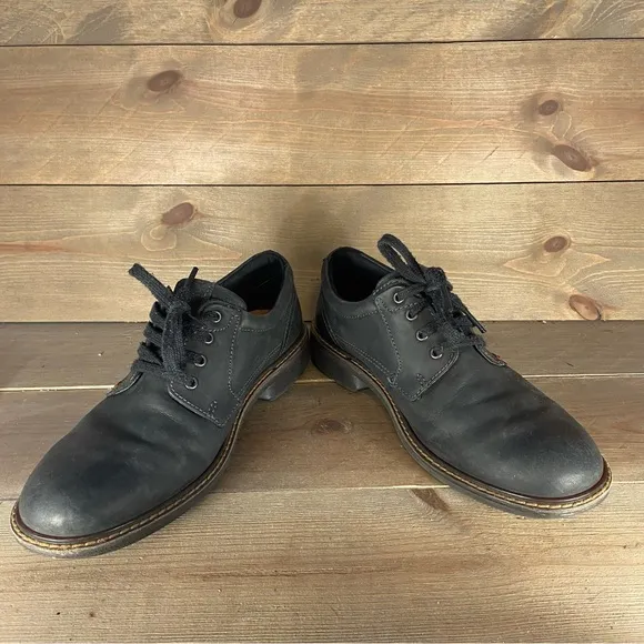 Ecco turn Mens size 43 shoes black leather waterproof oxfords