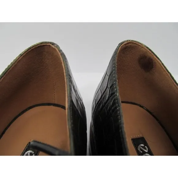 ECCO Womens Brown Croc Print Lace Up Pointy Toe Shoes Size US 8-8.5   EUR 39 VGC