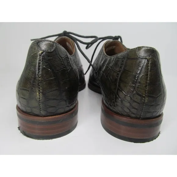 ECCO Womens Brown Croc Print Lace Up Pointy Toe Shoes Size US 8-8.5   EUR 39 VGC