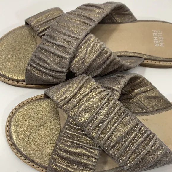Eileen Fisher cross strap leather sandals