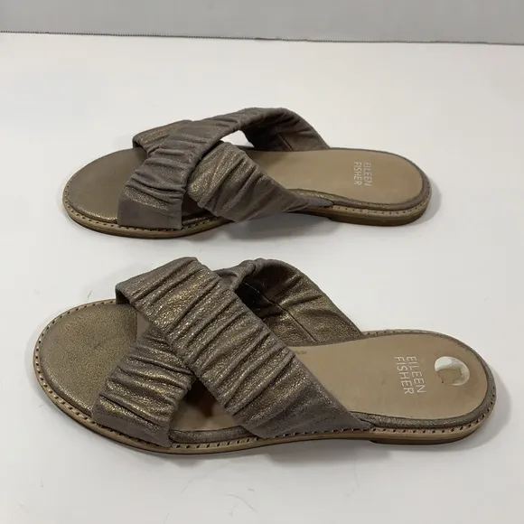 Eileen Fisher cross strap leather sandals