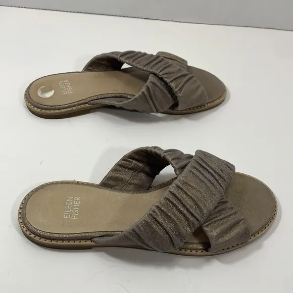 Eileen Fisher cross strap leather sandals