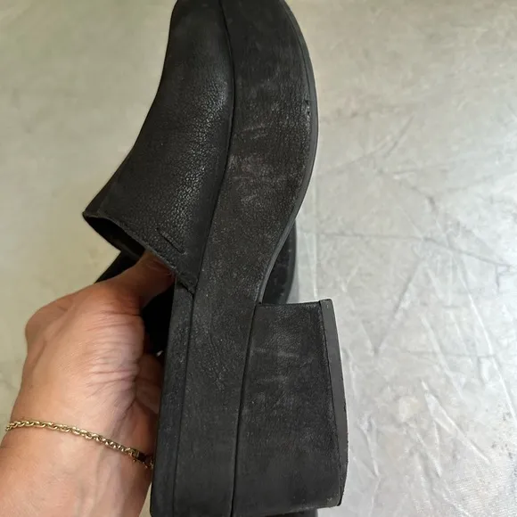 Eileen Fisher Dana Mule Black Platform Slip on Shoes, Sz 10