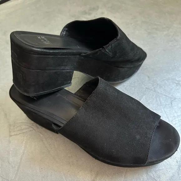 Eileen Fisher Dana Mule Black Platform Slip on Shoes, Sz 10