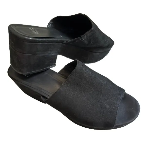 Eileen Fisher Dana Mule Black Platform Slip on Shoes, Sz 10