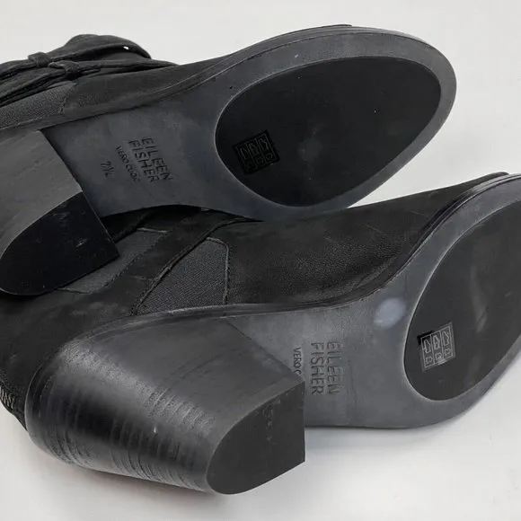 Eileen Fisher List Nubuck Open Toe Bootie Women 7.5 NWOB Zip Closure Ankle Boots