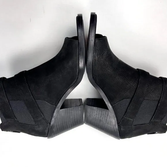 Eileen Fisher List Nubuck Open Toe Bootie Women 7.5 NWOB Zip Closure Ankle Boots