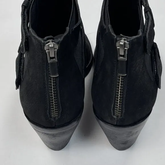 Eileen Fisher List Nubuck Open Toe Bootie Women 7.5 NWOB Zip Closure Ankle Boots