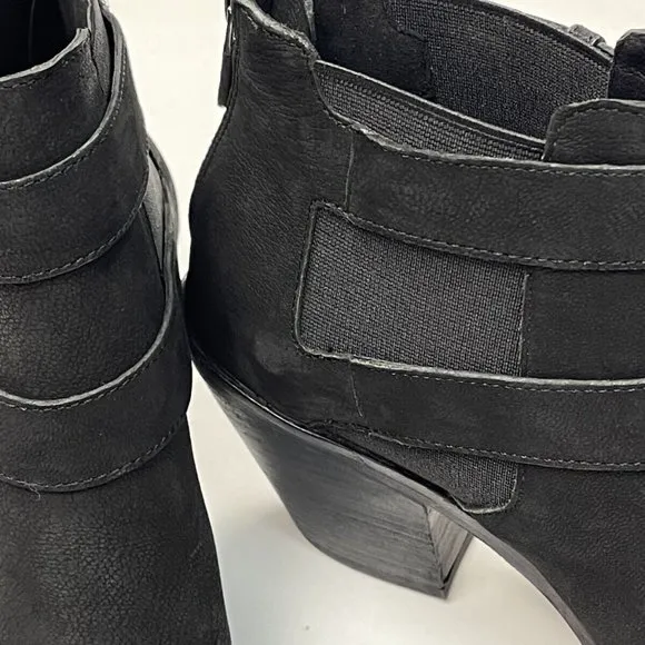 Eileen Fisher List Nubuck Open Toe Bootie Women 7.5 NWOB Zip Closure Ankle Boots