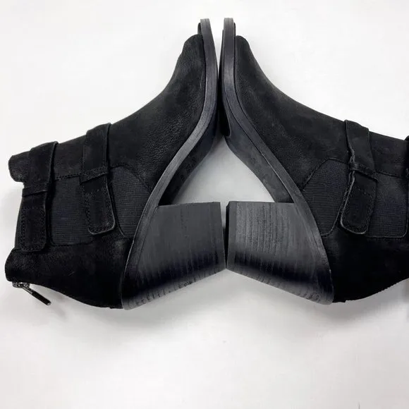 Eileen Fisher List Nubuck Open Toe Bootie Women 7.5 NWOB Zip Closure Ankle Boots