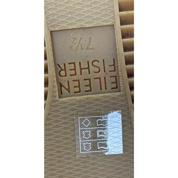 Eileen Fisher Women's Willow Tumbled Tan Leather Wedge Espadrille Sandal 7.5