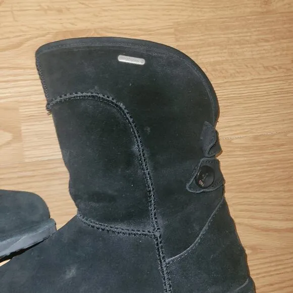 EMU Australia Charlotte Black Sheepskin Black Suede Leather Boots Winter Sz 7