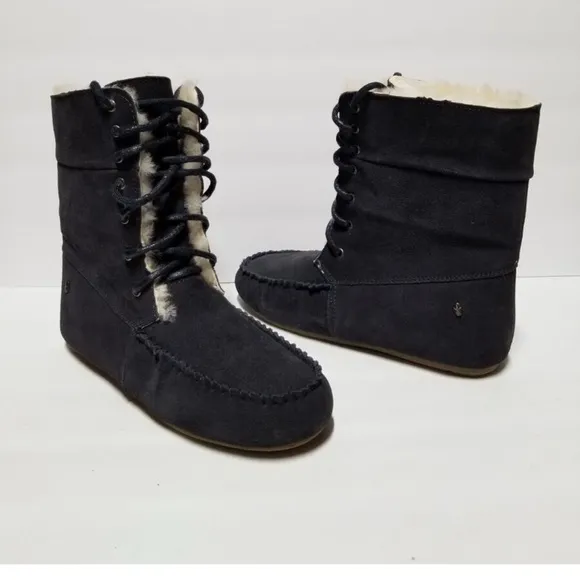 EMU Australian Brooklyn slipper boots, women’s size 9, leather suede lace up