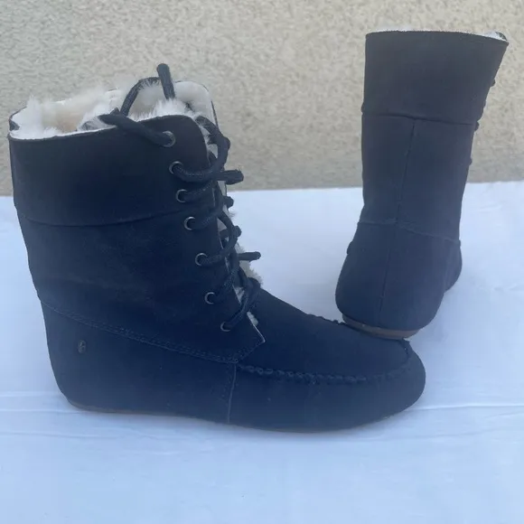 EMU Australian Brooklyn slipper boots, women’s size 9, leather suede lace up
