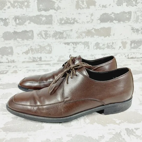 Ermenegildo Zegna Brown Leather Lace Up Business Casual Dress Shoes O714