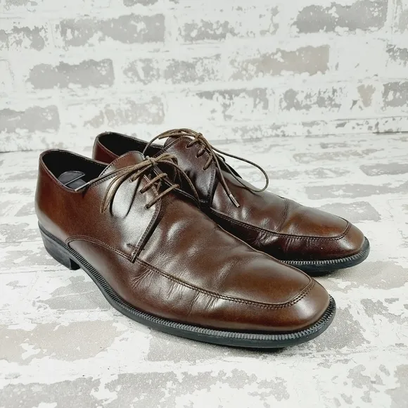 Ermenegildo Zegna Brown Leather Lace Up Business Casual Dress Shoes O714