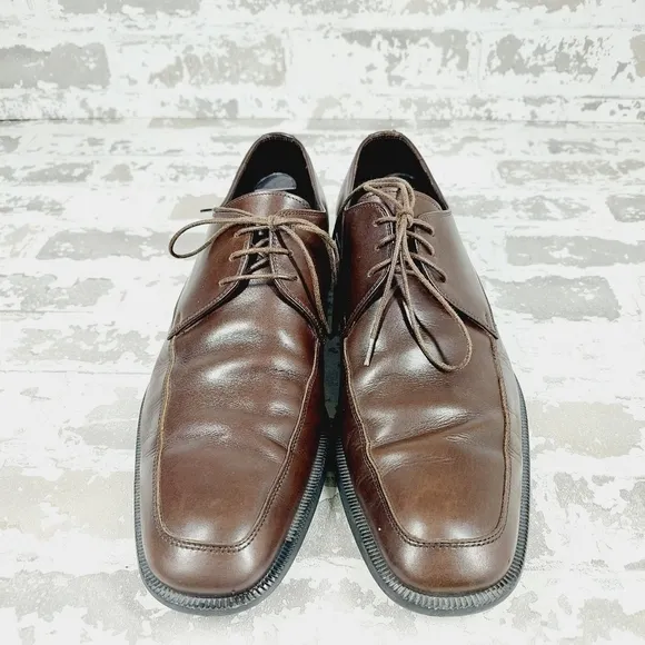 Ermenegildo Zegna Brown Leather Lace Up Business Casual Dress Shoes O714