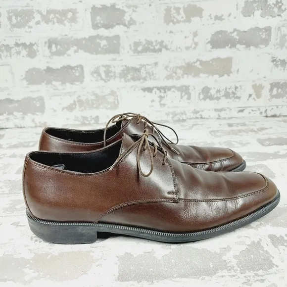 Ermenegildo Zegna Brown Leather Lace Up Business Casual Dress Shoes O714
