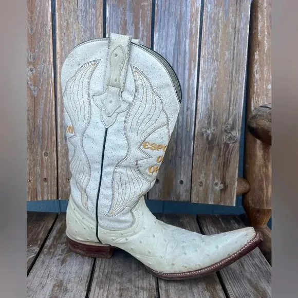 Espolon De Oro‎ Men’s Cream/White Boots Size 7.5