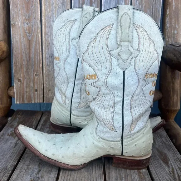 Espolon De Oro‎ Men’s Cream/White Boots Size 7.5