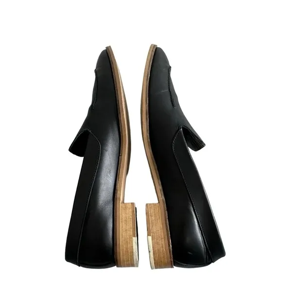 Everlane Womens The Modern Loafer Flat Leather Shoes Sz 11 Black Almond Toe