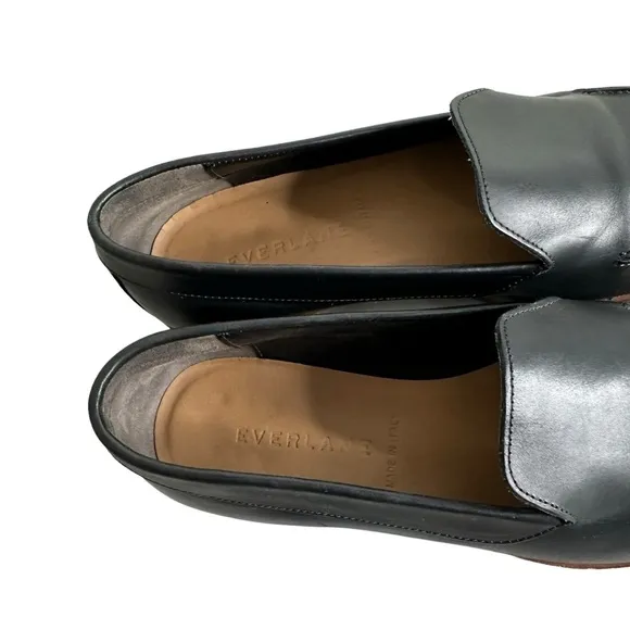 Everlane Womens The Modern Loafer Flat Leather Shoes Sz 11 Black Almond Toe