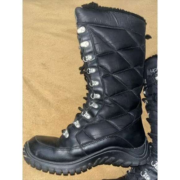 EXC UGG Kintla Lace Up Quilted Leather Waterproof Boots Women's‎ US 8 Excellent