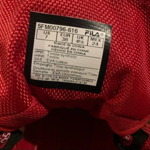 FILA Disruptor ballistic red boots Women’s Size 7
