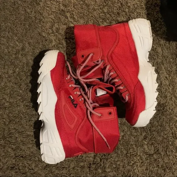 FILA Disruptor ballistic red boots Women’s Size 7
