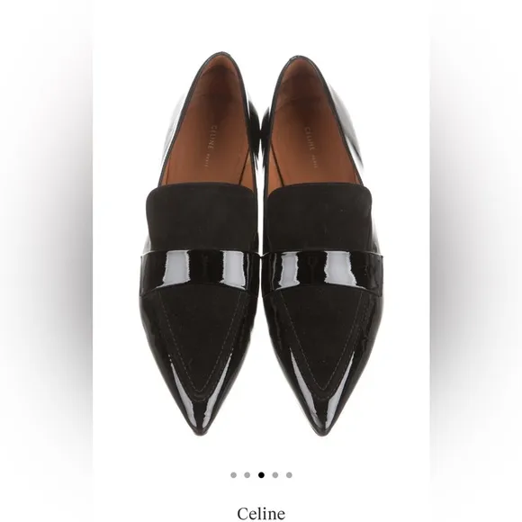 ❤️Final Price❤️Celine’ Pointed Toe Patent Leather Pointed Toe Loafers