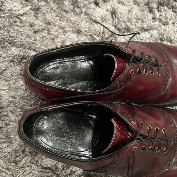 FLORSHEIM Imperial 93328 Burgundy Leather Plain Toe Oxford Men's Shoes US 9.5D