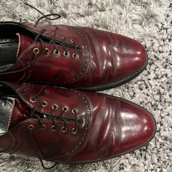 FLORSHEIM Imperial 93328 Burgundy Leather Plain Toe Oxford Men's Shoes US 9.5D