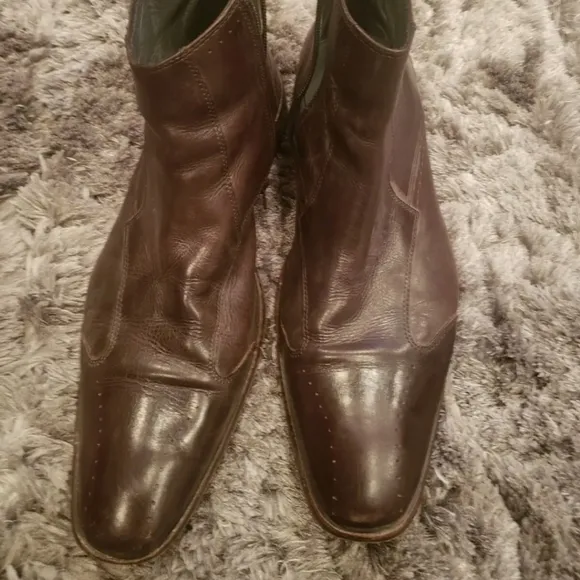 Florsheim Imperial Men’s Leather Zip Ankle Boots Brown Sz 13 (46) Made in Italy
