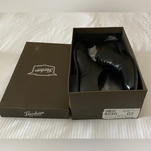 🛒👞🪻Florsheim Men’s shoes Black Corbetta Oxford Cap Toe,Size 12.