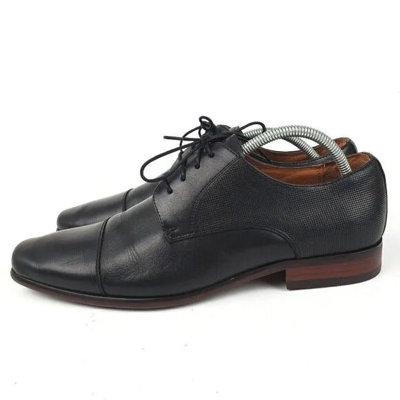 Florsheim Postino Cap Toe Lace Up Oxford Black Leather Shoes Mens 9 Extra Wide