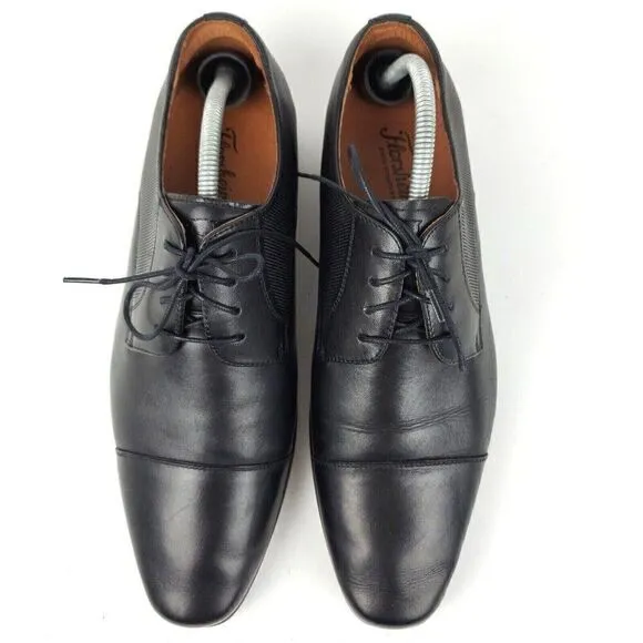 Florsheim Postino Cap Toe Lace Up Oxford Black Leather Shoes Mens 9 Extra Wide