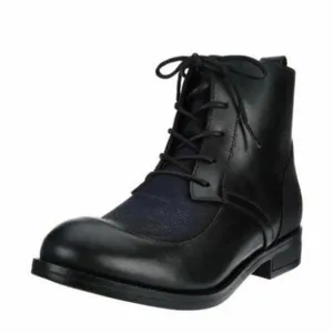 Fly London Women Combat Boots Arty 077 Size EU 35 US 5 Black Ocean Leather