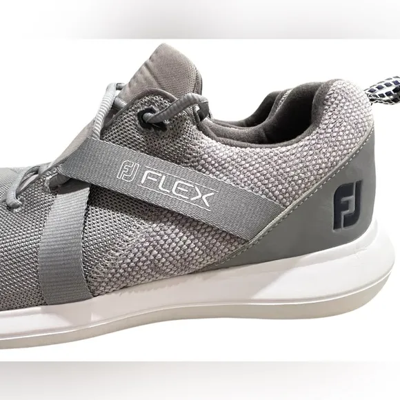 Footjoy FJ Flex Mens Spikeless Golf Shoes Gray White FJ56106 Size 12 EUC