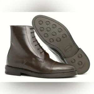 Founders Men’s Cap Toe Boot 8.5. French Calfskin Leather made in Italy