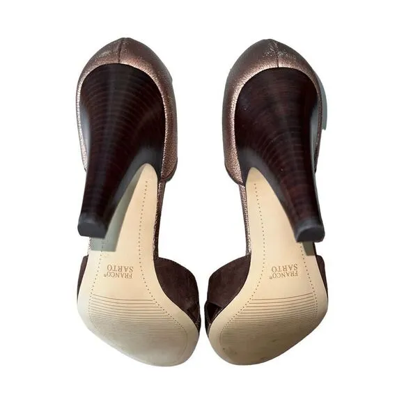 Franco Sarto High Heel W/Open Toe Libero Leather Bronze/Brown Womens Sz 10