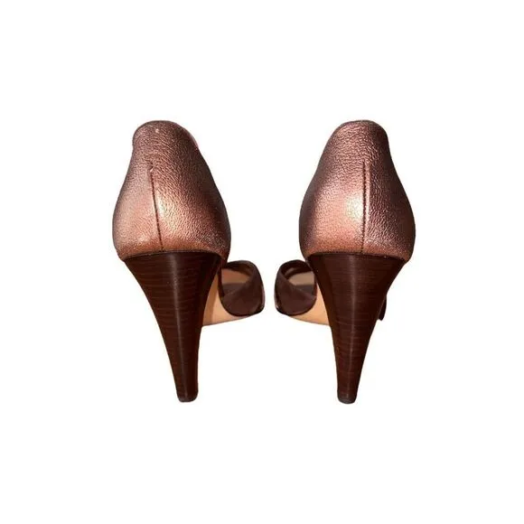 Franco Sarto High Heel W/Open Toe Libero Leather Bronze/Brown Womens Sz 10
