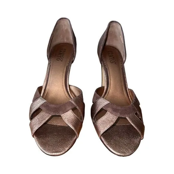 Franco Sarto High Heel W/Open Toe Libero Leather Bronze/Brown Womens Sz 10