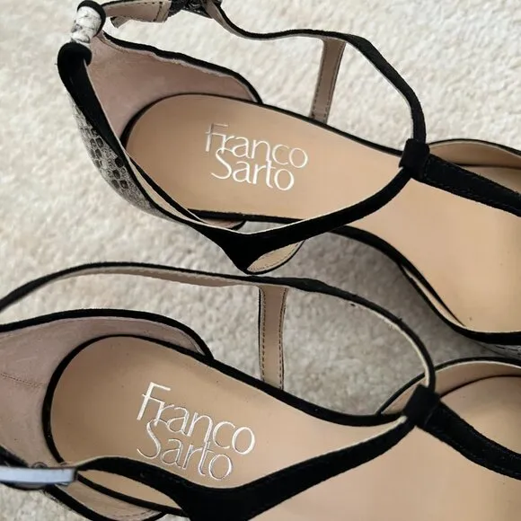 Franco Sarto Jaya 2 Strappy Pointed Toe Pumps Heels Shoes 8 Snakeskin Reptile