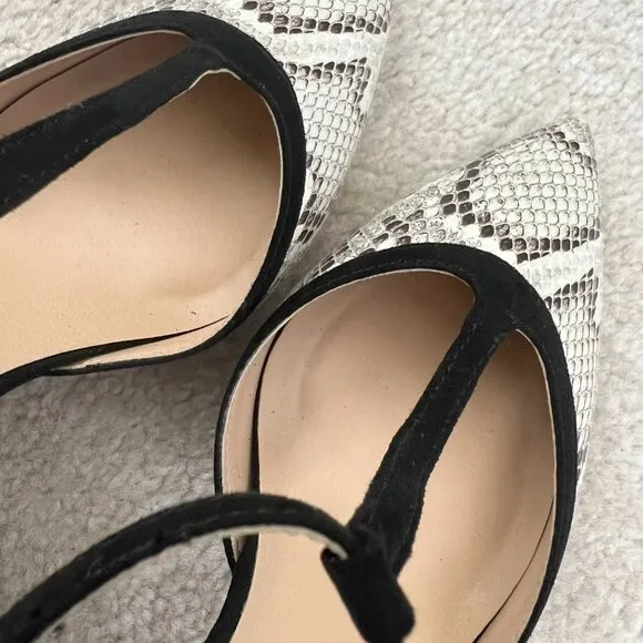 Franco Sarto Jaya 2 Strappy Pointed Toe Pumps Heels Shoes 8 Snakeskin Reptile