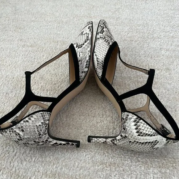 Franco Sarto Jaya 2 Strappy Pointed Toe Pumps Heels Shoes 8 Snakeskin Reptile