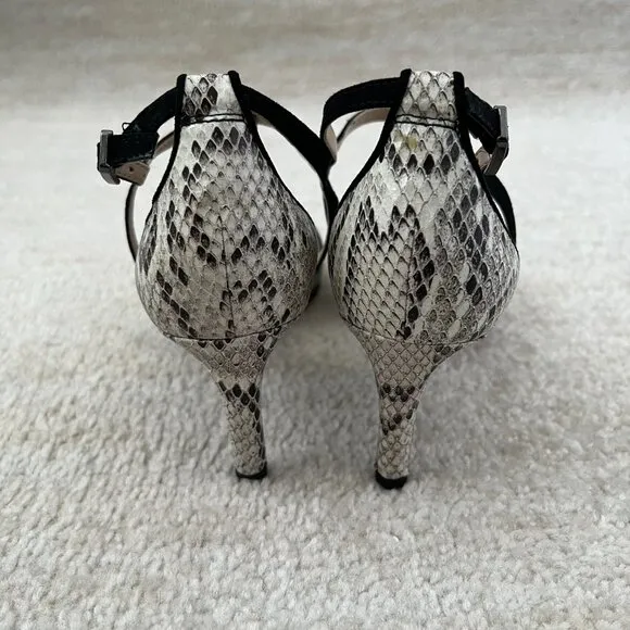 Franco Sarto Jaya 2 Strappy Pointed Toe Pumps Heels Shoes 8 Snakeskin Reptile
