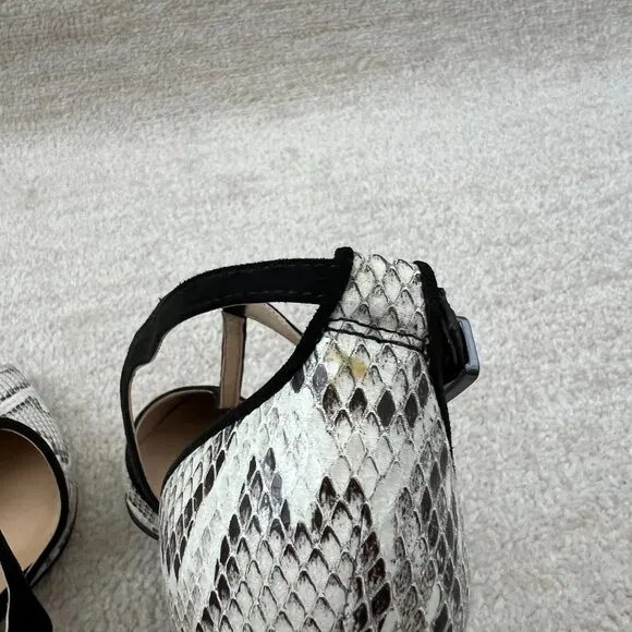 Franco Sarto Jaya 2 Strappy Pointed Toe Pumps Heels Shoes 8 Snakeskin Reptile