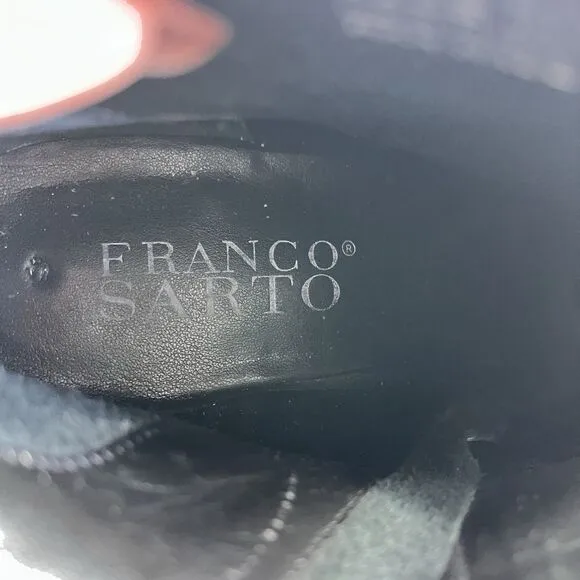 Franco Sarto Women' 8 L-Colette Black Leather Pointed Toe Pinched Ankle Boots